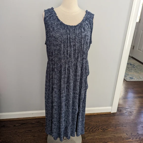 Blue Floral Maternity Breastfeeding Nursing Nightgown - Picture 2 of 7